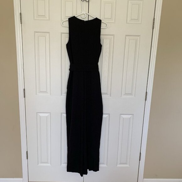 The Limited Black Belted Wide Leg Jumpsuit Womens Size 10 Round Neck Pockets - Picture 3 of 10
